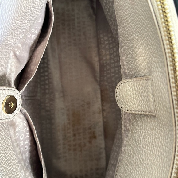 Kate Spade leather satchel bag with removable strap in taupe w/ black trim. - Picture 9 of 16